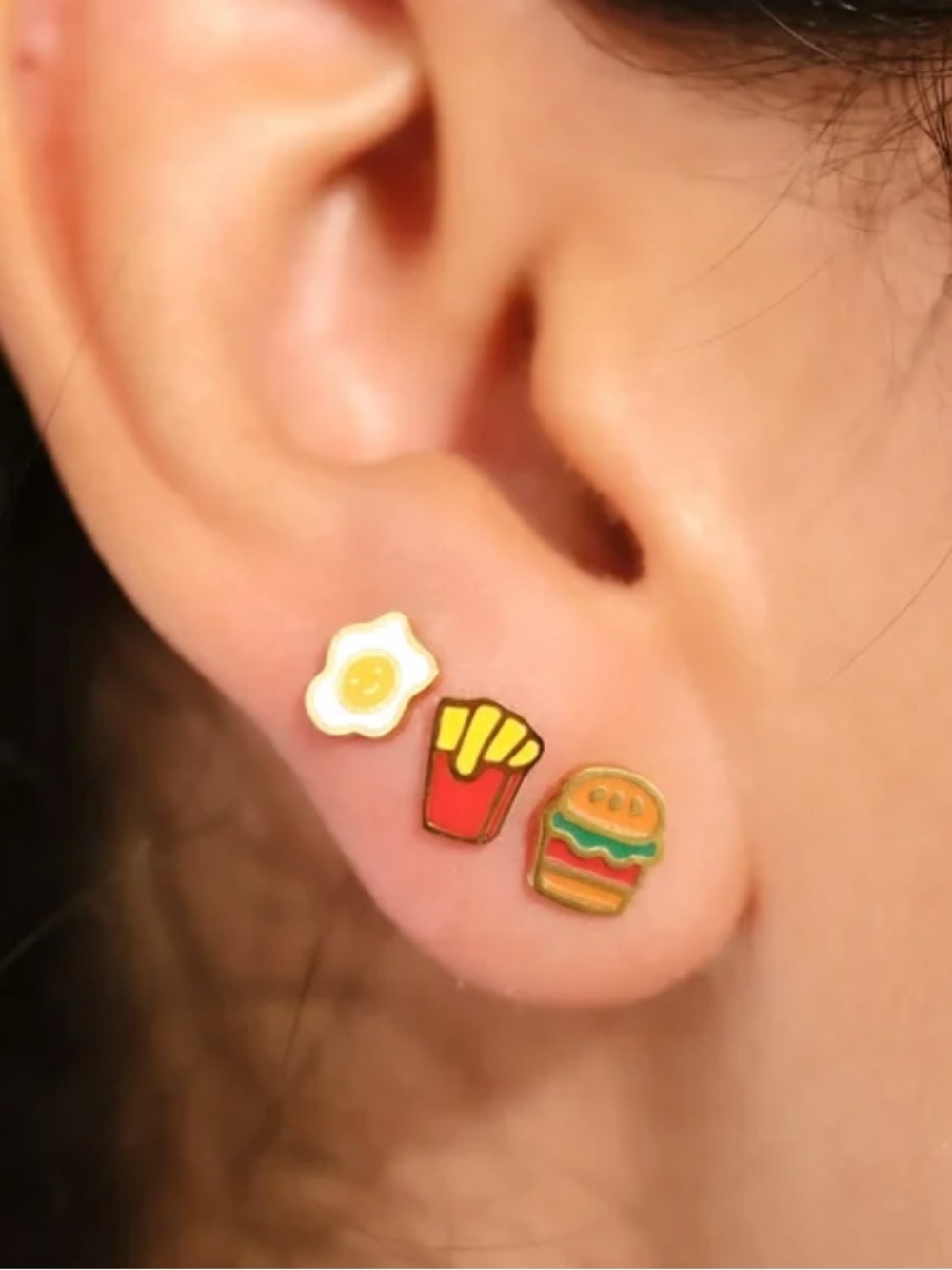 Cords Club Enamel Fry flat back earring set